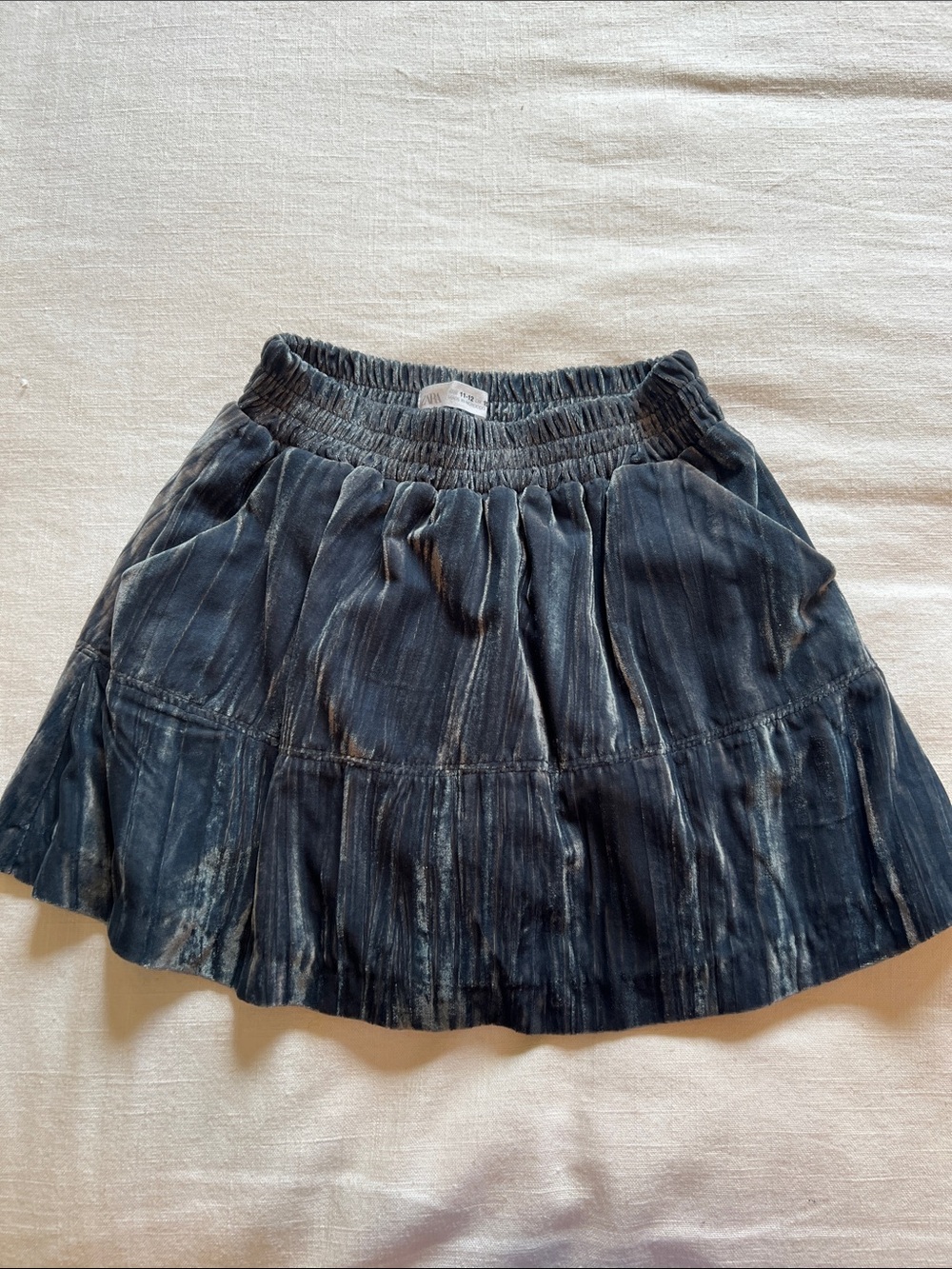Velvet Blue Tiered Elastic-Waist Skirt